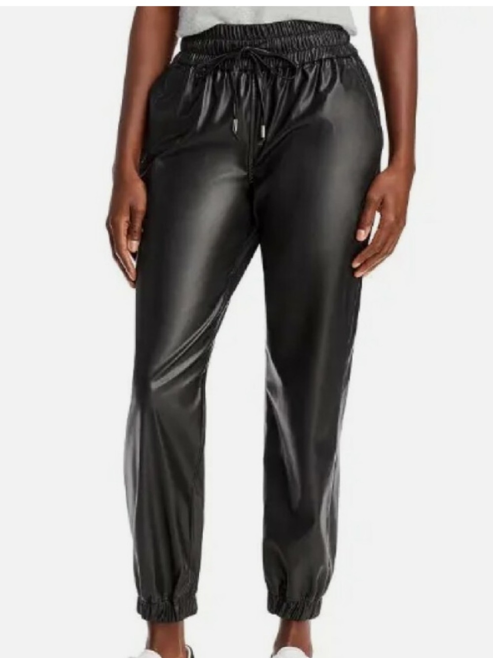 Blank NYC Black Faux Leather Joggers